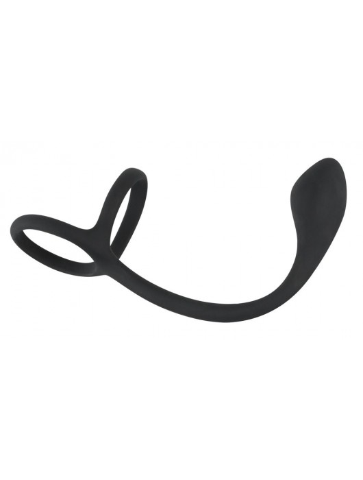 Эрекционное кольцо с утяжкой на мошонку и анальным плаг Black Velvets - Orion - в Балаково купить с доставкой